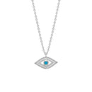 Rhodium crystal evil eye turquoise stone pendant necklace