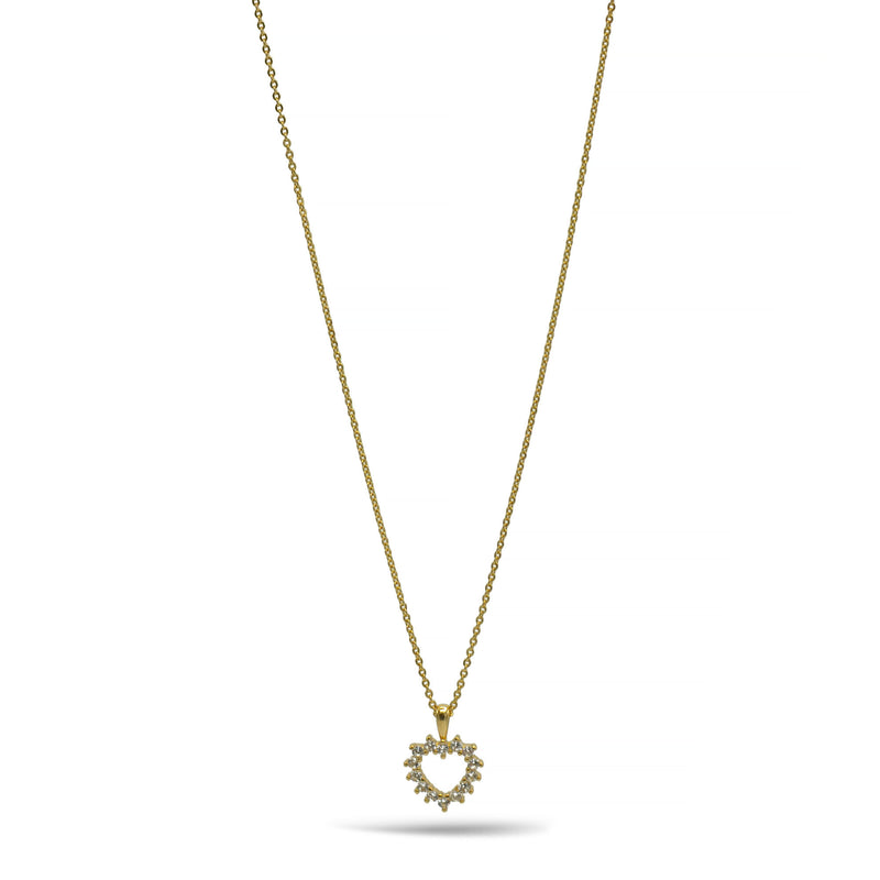 Gold open heart Crystal Pendant Necklace