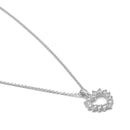 Rhodium open heart Crystal Pendant Necklace
