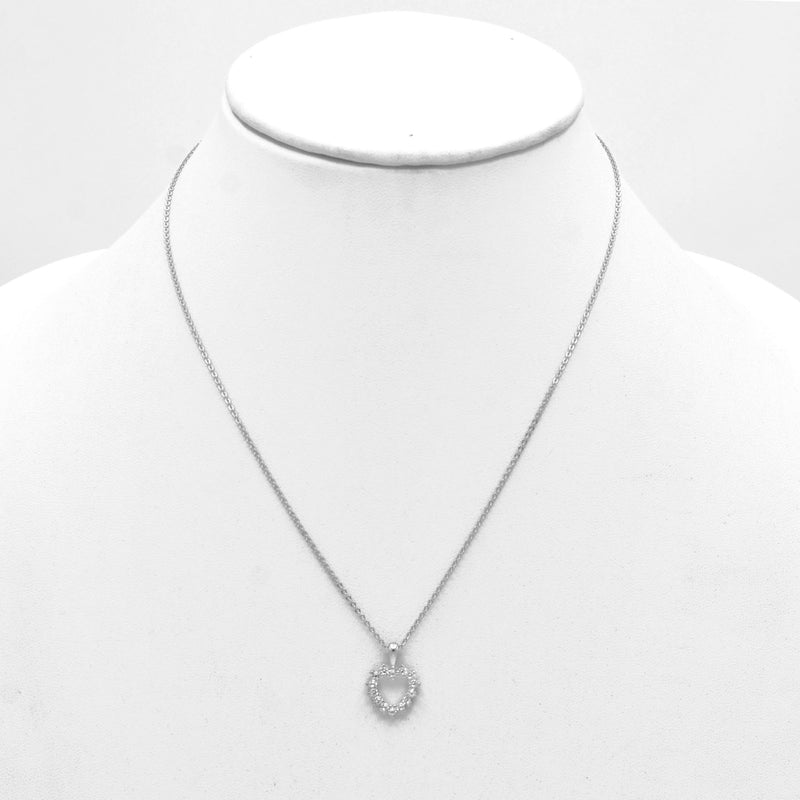 Rhodium open heart Crystal Pendant Necklace