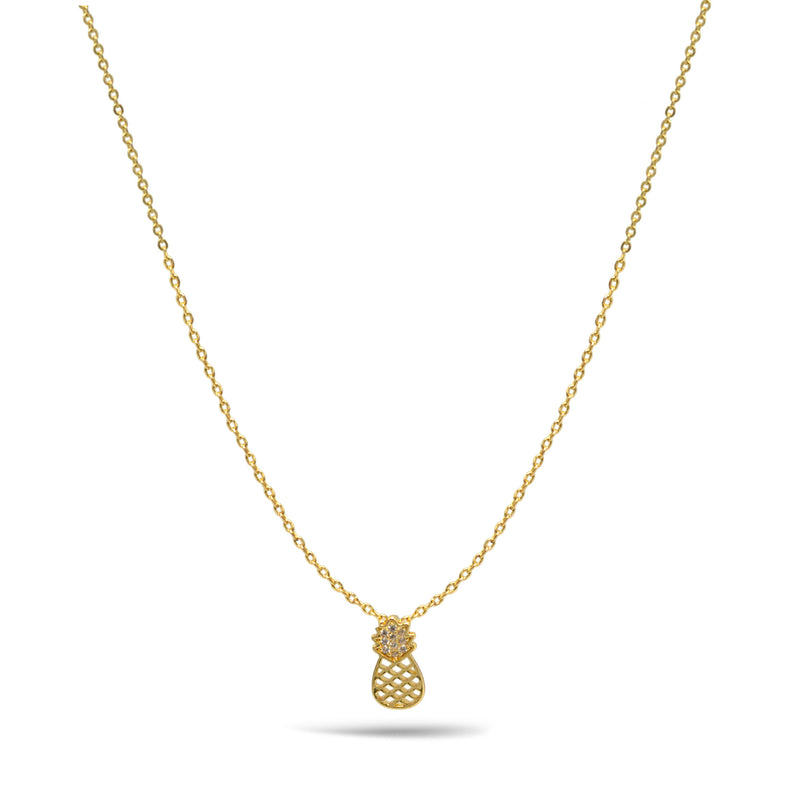 Gold Pinapple Charm Pendant Necklace