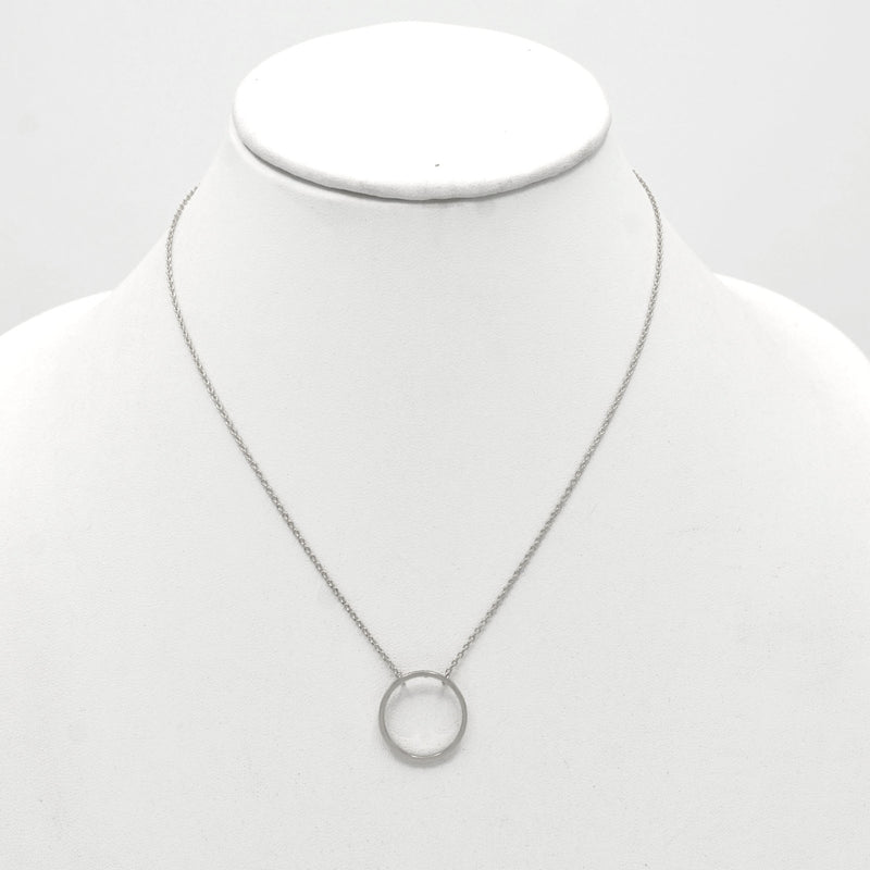 Rhodium circle Charm Pendant Necklace