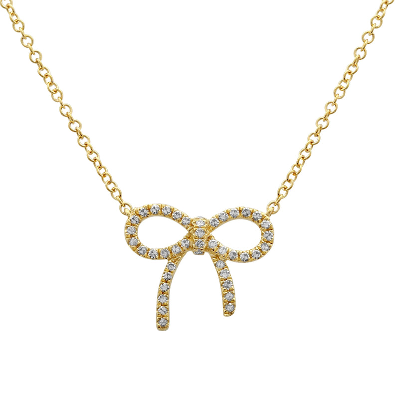 Gold Crystal Bow Pendant Necklace