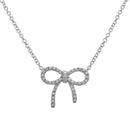 Rhodium Crystal Bow Pendant Necklace