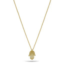 Gold Hamsa Pendant Necklace 16"