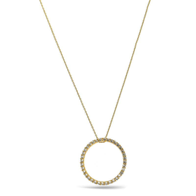 Gold round charm crystal pendant necklace