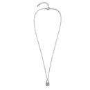 Rhodium Lock Crystal Charm Pendant Necklace