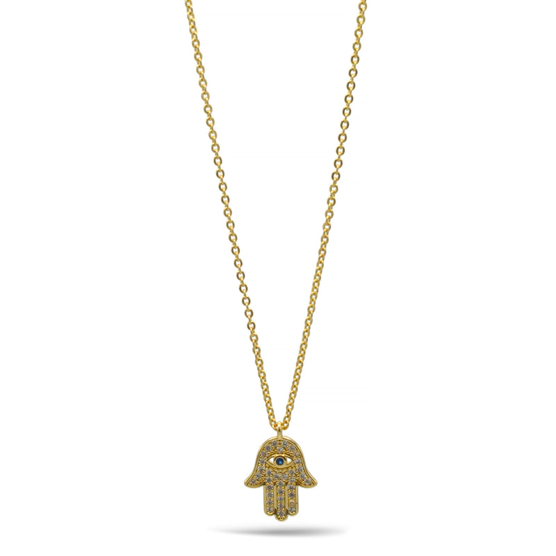 Gold crystal Hamsa pendant Necklace