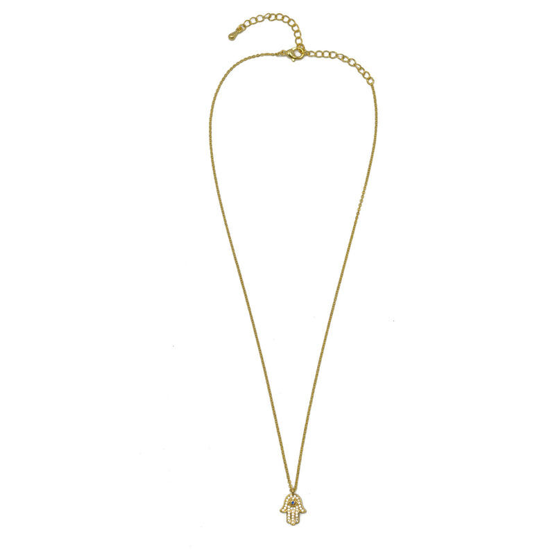 Gold crystal Hamsa pendant Necklace