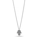 Rhodium crystal Hamsa pendant Necklace
