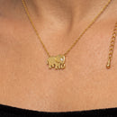 Tazza Women's Gold-Tone Dainty Elephant Pendant Necklace | Lucky Elephant Charm Pendant with Sparkling Accent | Fashion Costume Jewelry