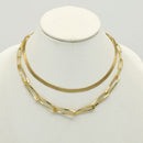 Gold Snake Chain and Curb Chain Necklace set
