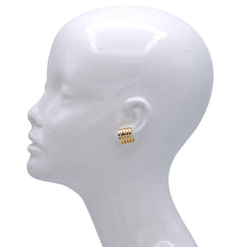 Modern Gold-Tone Barred Clip-On Earrings (0.6" Size)