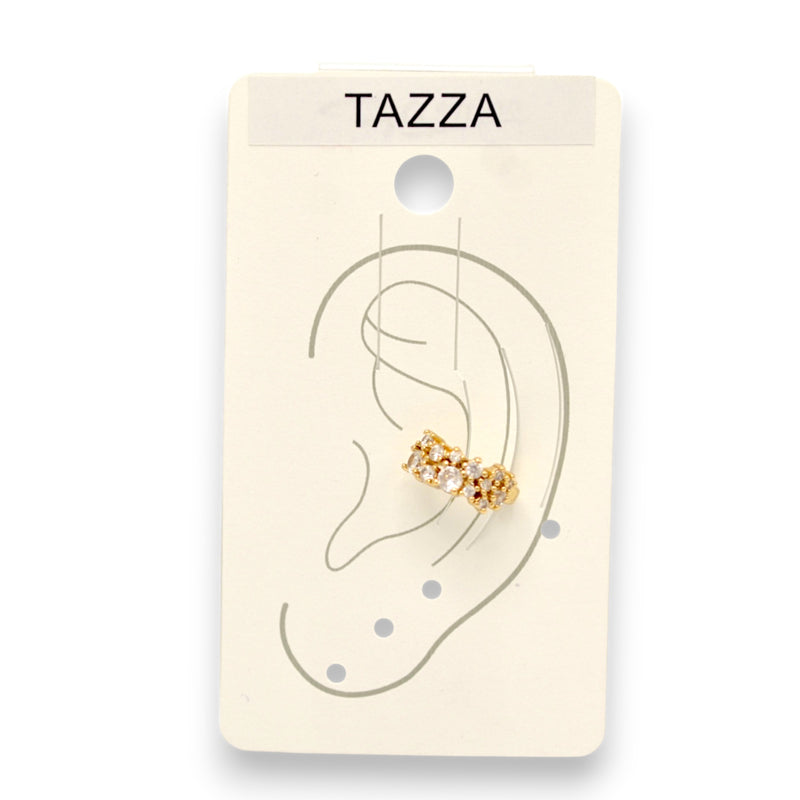 Tazza Gold & Rhinestone Cuff Ear Clip – 0.5" One piece (No Piercing Required)
