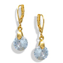Gold Leverback Drop Earrings with Round Clear Crystal – 1.25"Elegant Sparkling Dangle Jewelry