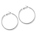 Rhodium Hoop Earrings – Classic Polished Round Hoops, 2" Lightweight Everyday Jewelry