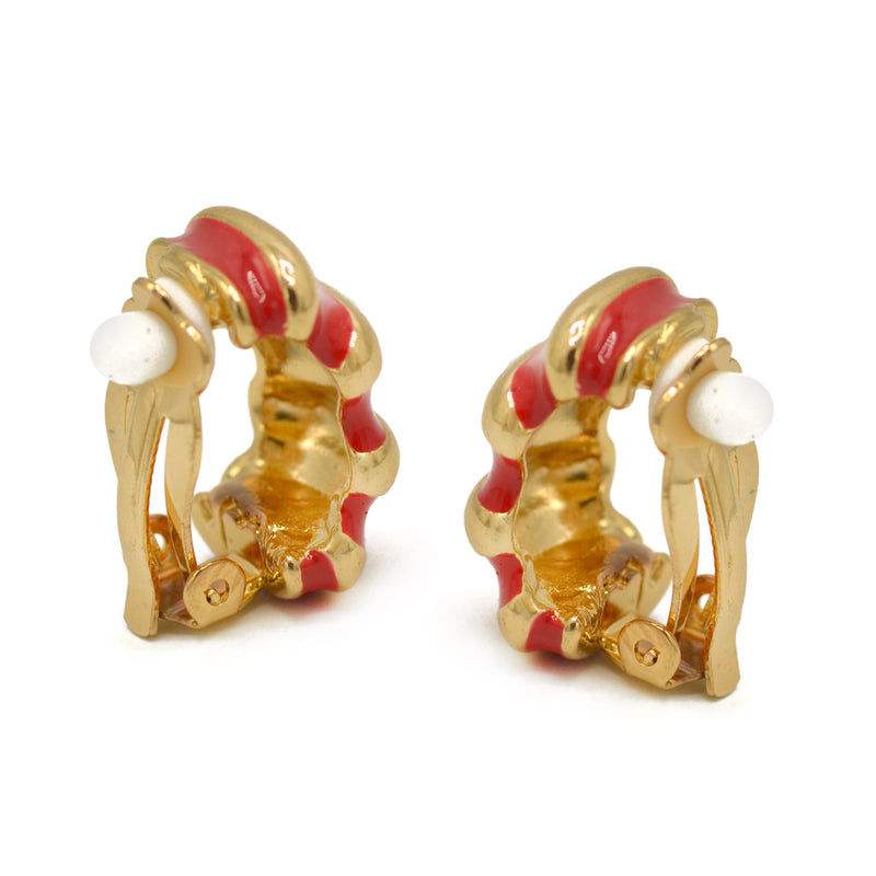 Gold and Red epoxy Shrimp clip-on earrings