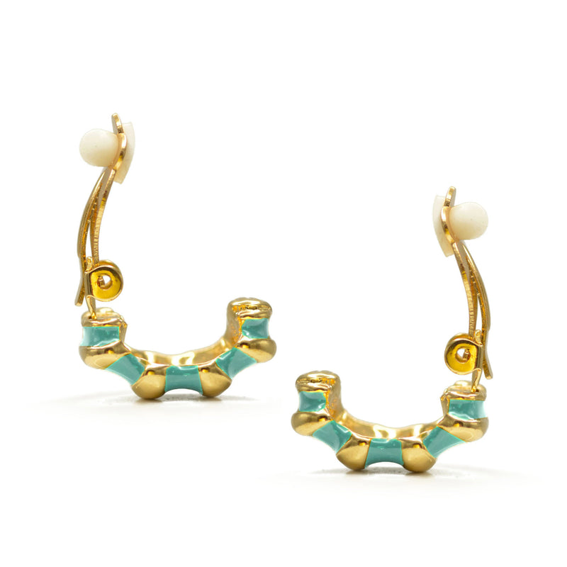 Gold and Turquoise epoxy Shrimp clip-on earrings