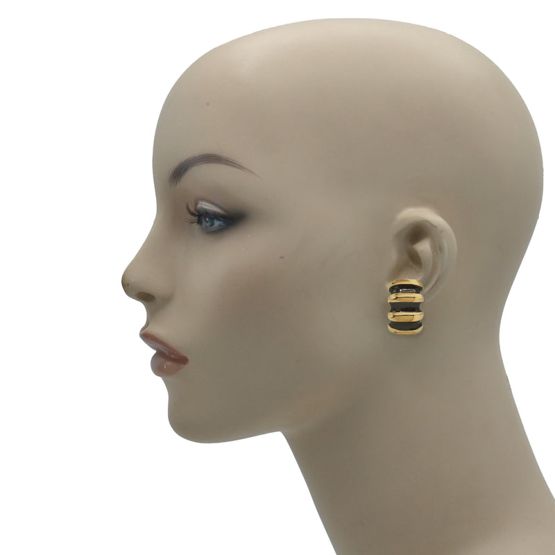 Gold and Black epoxy Shrimp clip-on earrings