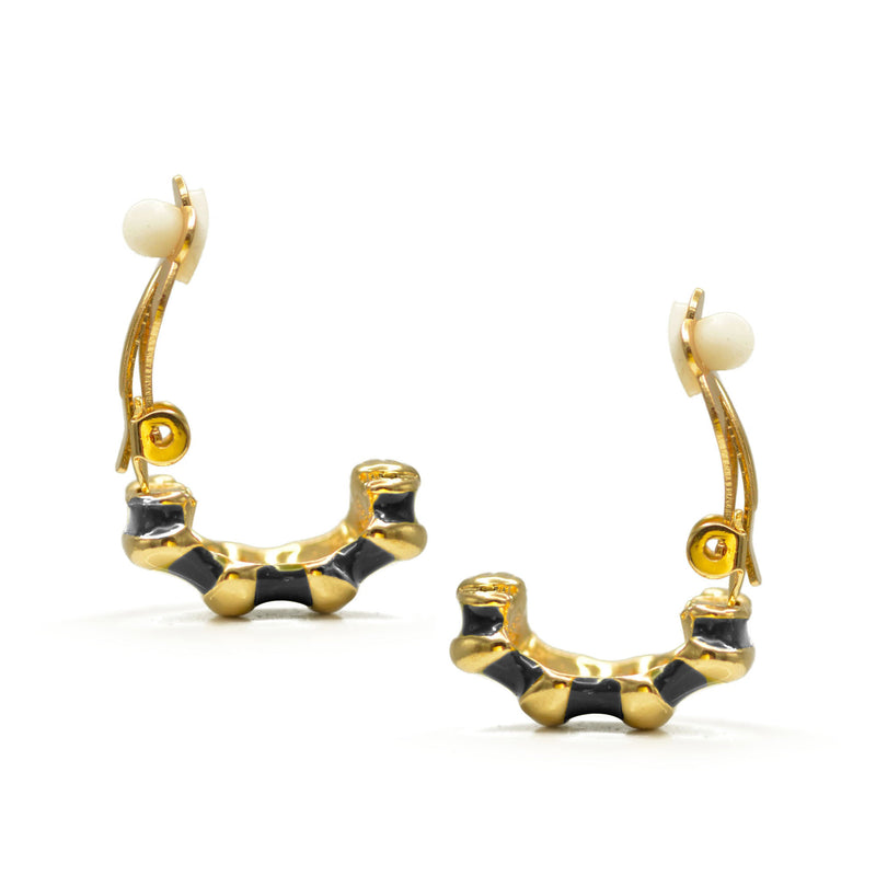 Gold and Black epoxy Shrimp clip-on earrings