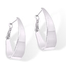 Shiny Rhodium Hoop Earrings