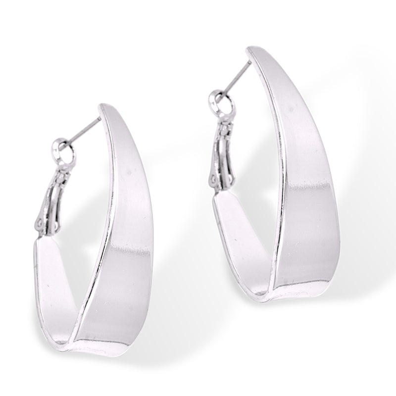 Shiny Rhodium Hoop Earrings