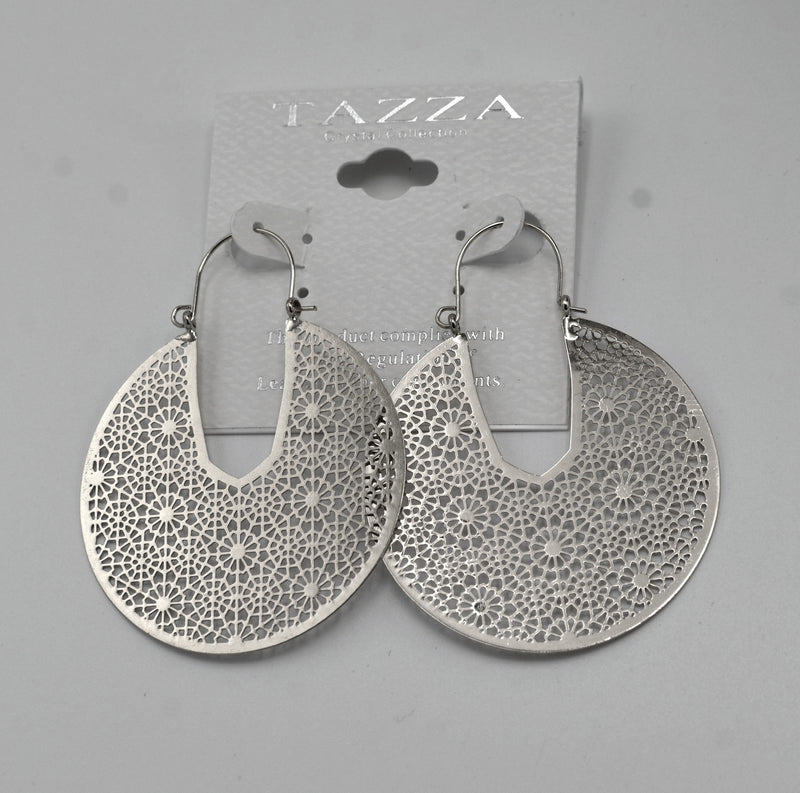 Rhodium Filigree Disc Earrings