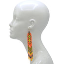 Multi-Color Bohemian Seed Bead Long Tassel Earrings – 6"