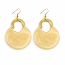 Gold Cream Marbled Resin Drop Earrings – 3.3" Statement Dangles