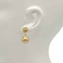 Silver Fire Ball Crystal And Champagine Pearl Drop Earrings