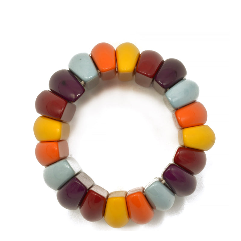 Multi Color Resin Beads Stretch Bracelet