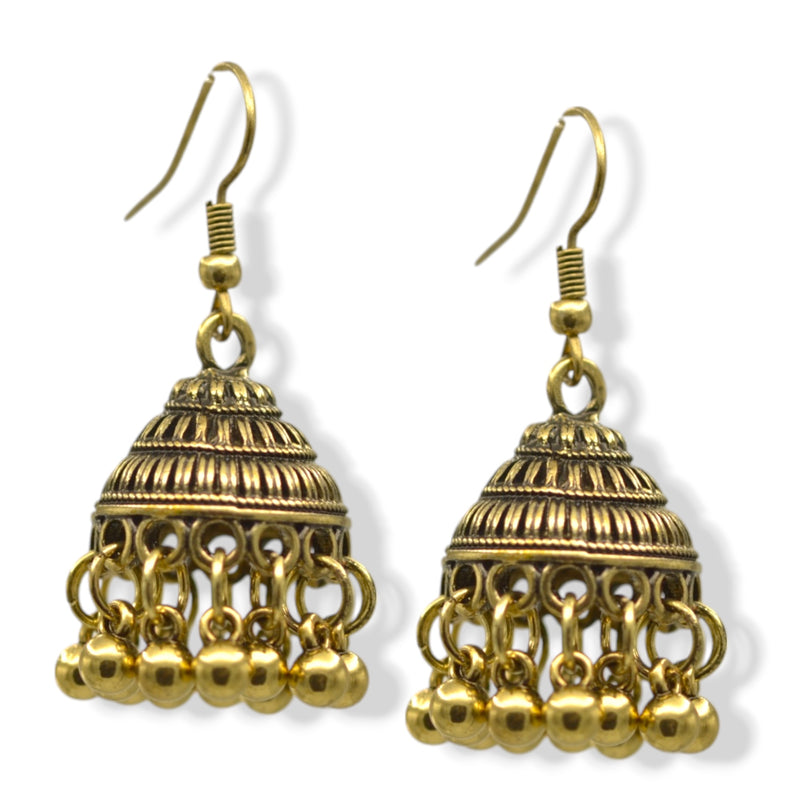 Silver-Tone Metal Indian Jhumka Earrings