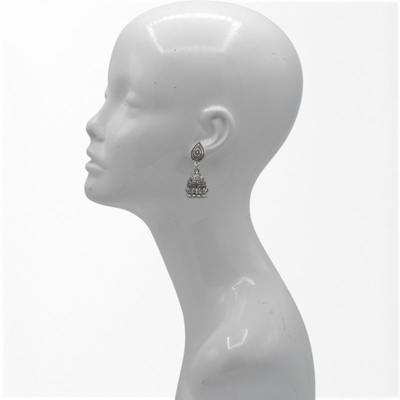 Silver-Tone Metal Indian Jhumka Earrings