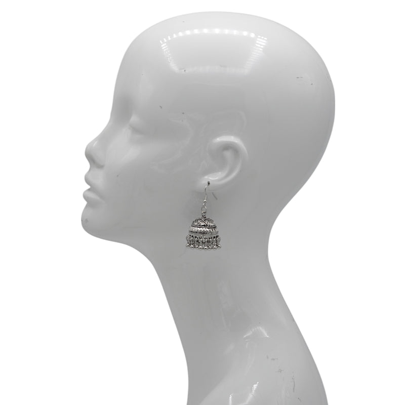 Silver-Tone Metal Indian Jhumka Earrings