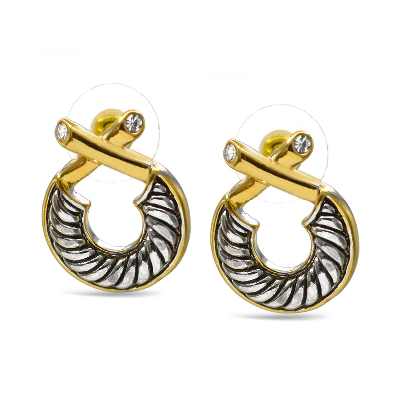 Two Tone Classic Cable Earrings