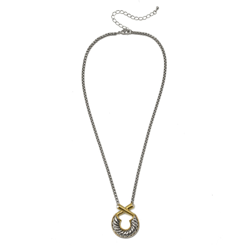 Two Tone classic Cable Pendant necklace