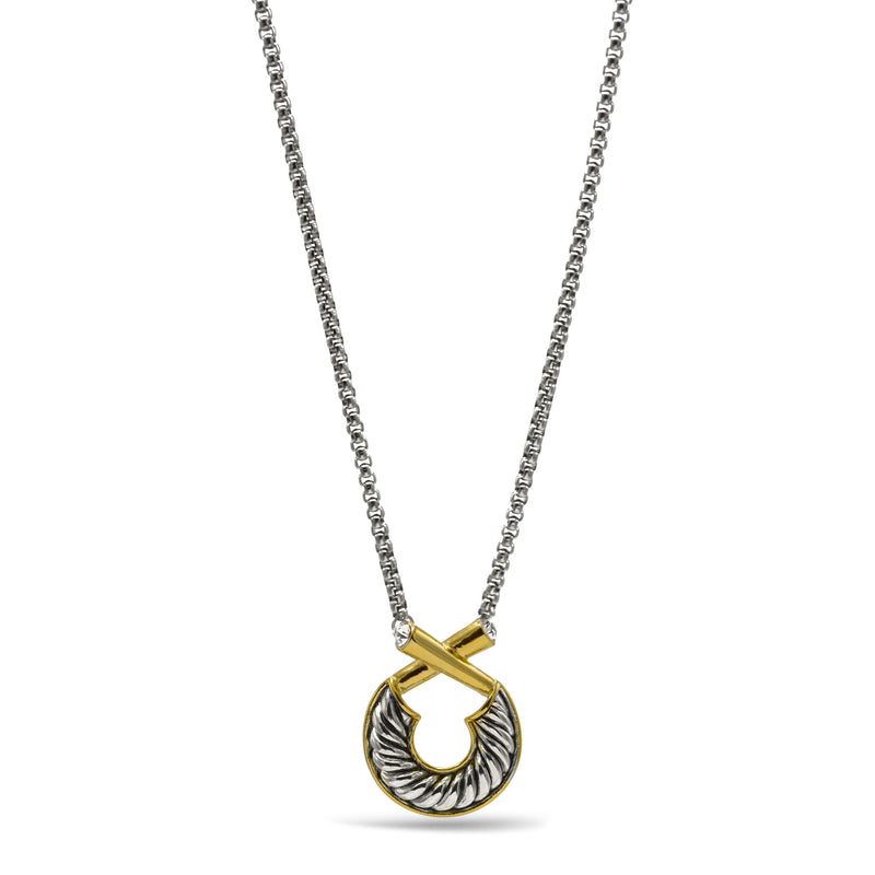 Two Tone classic Cable Pendant necklace