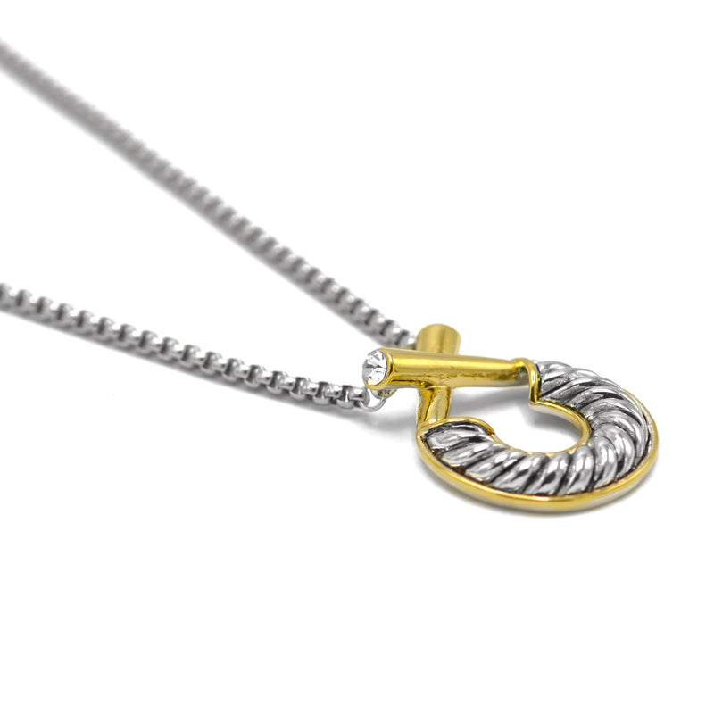 Two Tone classic Cable Pendant necklace