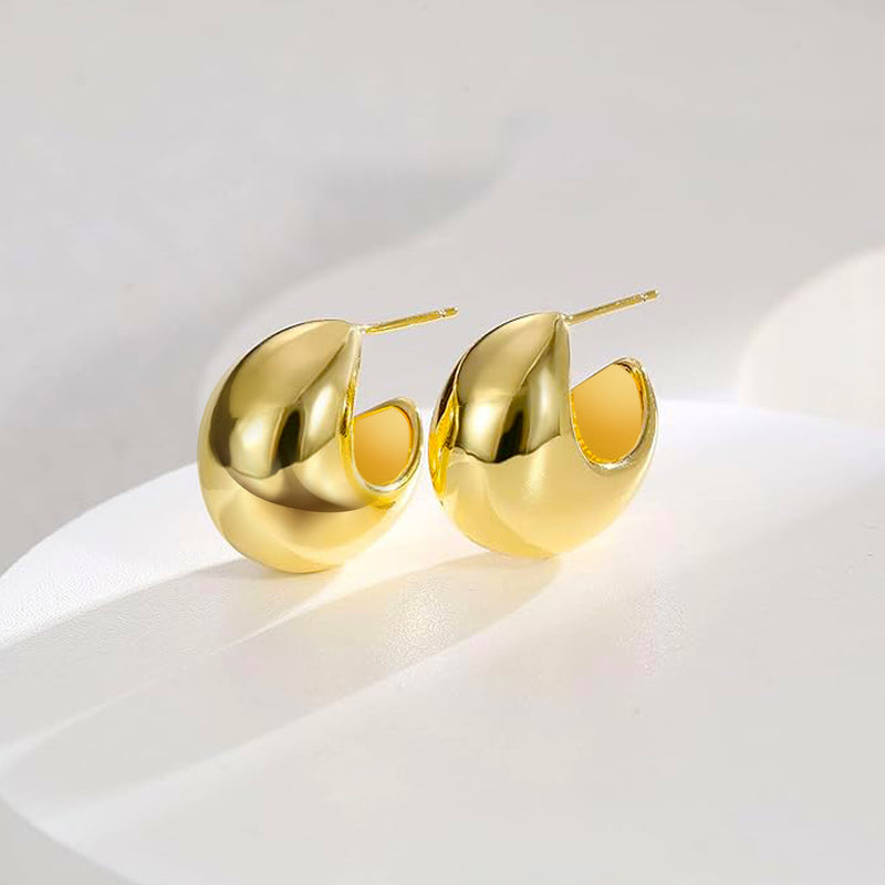 Gold Plated Chunky Lightweight Gold Hoop Earrings