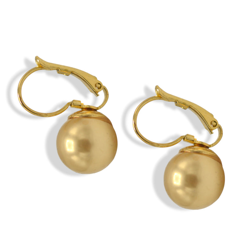 Gold-Tone & Faux Bead Drop Earrings with Lever Back 1"Inch  More Colors Available: Turquoise 🌊, Pink Champaign, Gold ⭐, and Black ⚫