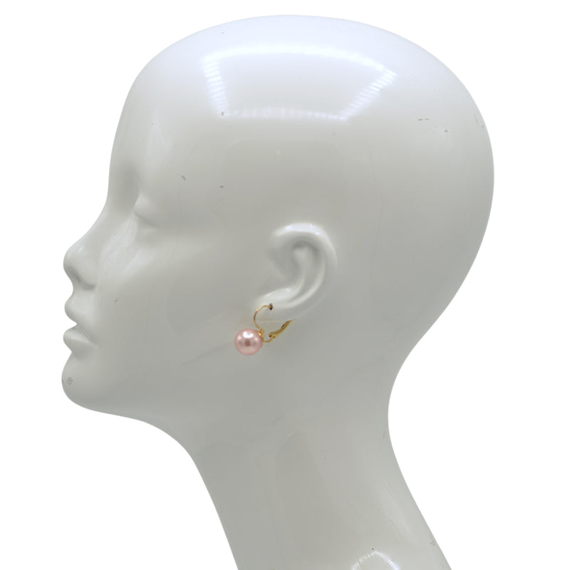 Gold-Tone & Faux Bead Drop Earrings with Lever Back 1"Inch  More Colors Available: Turquoise 🌊, Pink Champaign, Gold ⭐, and Black ⚫