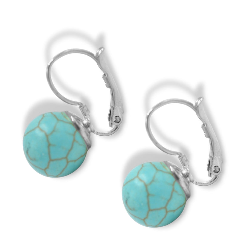 Gold-Tone & Faux Bead Drop Earrings with Lever Back 1"Inch  More Colors Available: Turquoise 🌊, Pink Champaign, Gold ⭐, and Black ⚫