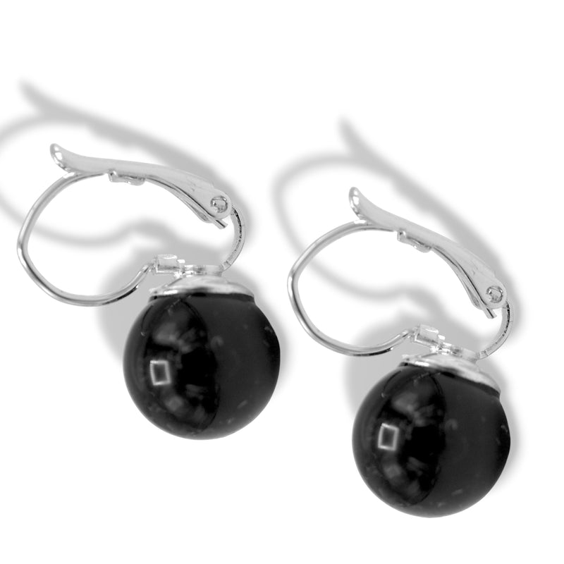 Gold-Tone & Faux Bead Drop Earrings with Lever Back 1"Inch  More Colors Available: Turquoise 🌊, Pink Champaign, Gold ⭐, and Black ⚫