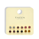 Tazza Crystal Collection: 6-Pair Multi-Color Stud Earring Set 8mm