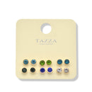 Tazza Crystal Collection: 6-Pair Multi-Color Stud Earring Set 8mm