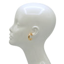 Textured Gold Tone Huggie Hoop Earrings with Post Back (1.25")