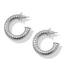 Textured Gold Tone Huggie Hoop Earrings with Post Back  (1.25")