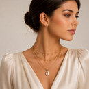 Boho 5-Piece Layered Shell Necklace Set for Women – Gold Tone Faux Pearl & Shell Charm Necklace, 18" with 3" Extender