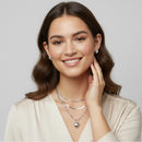 22" shiney Silver Triple-Layered Necklace and Heart Stud Earring Set – Chunky Link & Herringbone Chains with 3" Extender