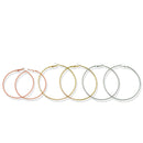 3-Piece Tri-Color Hoop Earring Set – Gold, Silver & Rose Tones (Available in 2.7" and 3.25" Diameters)